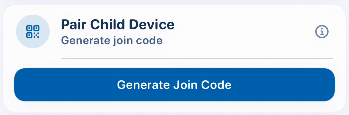 Pair Child Device card with Generate Join Code button